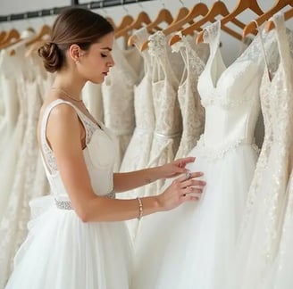 femme qui choisie une robe de mariée