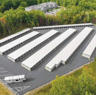 aerial image of storage facility