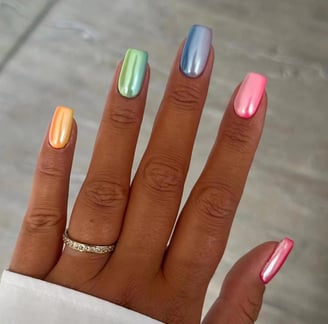 Uñas neón efecto espejo