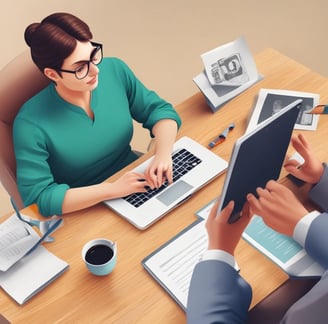 A blue sign with gold letters in both a local language and English, advertising a foreign language specialized school. The sign is situated outside a building surrounded by trees and lit by natural sunlight.