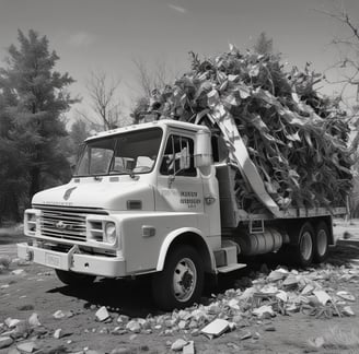 a truck with a pile of rubble on it