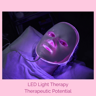 LED Light Therapy Face Mask illuminated in purplish light