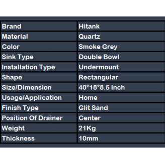 Quartz Kitchen Sink Double Bowl Details and dimensions 