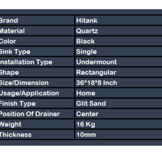 Quartz Kitchen Sink Single Bowl Details 