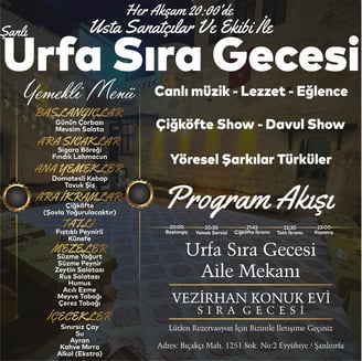 URFA SIRA GECESİ YEMEKLİ MENÜ
