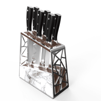 concept design knife block made of marble, steel and wood