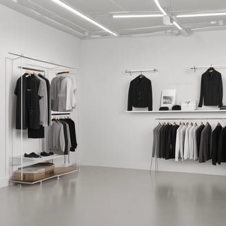 a clothing store with a variety of clothes and accessories