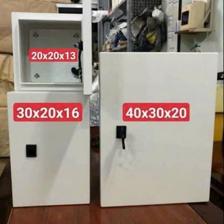 two white refrigerators with red labels on them