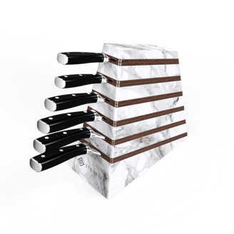 knife block made of marble and wood