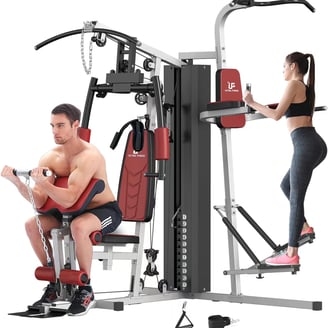 Multifunctional Home Gym Equipment Workout Station with Pulley System, Arm, and Leg Developer for Fu