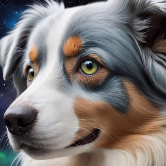 ojos de galaxia en ejemplar de la raza pastor australiano ovejero blue merle
