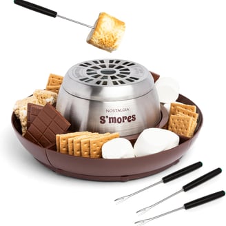 Tabletop Indoor Electric S'mores Maker - Smores Kit With Marshmallow Roasting Sticks and 4 Tray Lazy