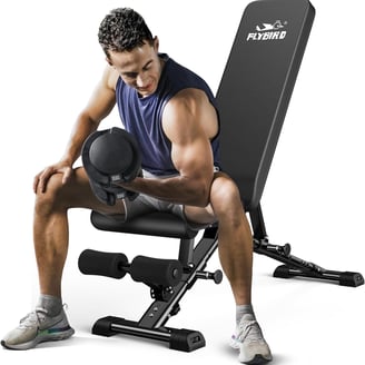 FLYBIRD Weight Bench, Adjustable Strength Training Bench for Full Body Workout with Fast Folding-New
