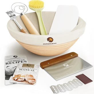 Proofing Basket for Bread Baking, Bread Making Supplies Tools, Banneton Basket Gift Set 