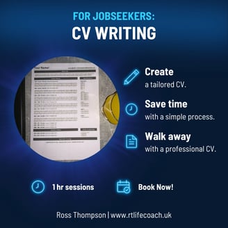 CV Writing Session session. Delivered by Ross Thompson, Mindset Coach.