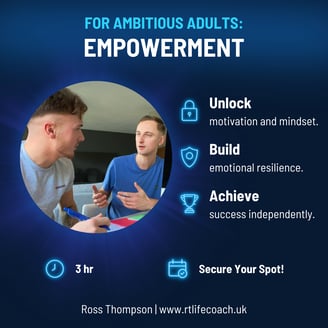Empowerment session in progress: adult focusing on personal goals and growth.
