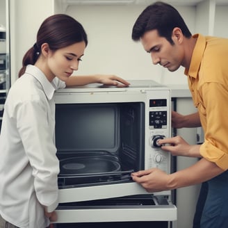 two person fixing AC motor
