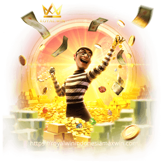 Foto yang menampilkan layar permainan slot online dengan logo 'Royal Win Indonesia Maxwin' 