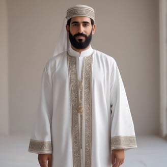 A clothing store featuring traditional dresses displayed on mannequins. A person wearing a traditional dress is selecting an item from a rack filled with various clothing styles. The interior features warm lighting, decorative elements like lanterns, and an arched doorway.