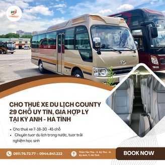 Dịch vụ cho thuê xe COUNTY 29 chỗ uy tín tại Kỳ Anh, Hà Tĩnh