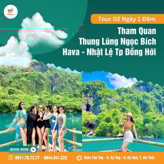 Tour Tham Quan Thung Lũng Ngọc Bích -Hava-Nhật Lệ Tp Đồng Hới (02 Ngày 1 Đêm)