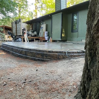 HArdscape paver patio with retaining wall