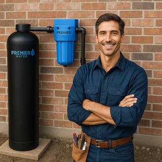 Premier Water full-house filtration system installed outdoors