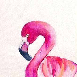 Vibrant Fuchsia Pink Flamingo watercolour byr by weronika kacperski