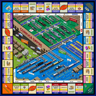 Corruga Empire board game with map of the city of the workshop