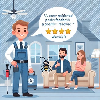 customer-testimonials-for-residential-pest-control-with-quote-bubbles-5-star-ratings-and-technician-in-warwick-ri