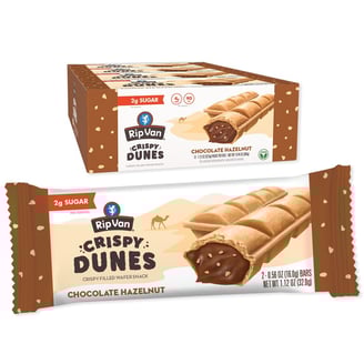Crispy Dunes Vegan Chocolate Hazelnut Wafer Sticks – Low-Calorie Keto Snack with Hazelnut Cream Fill