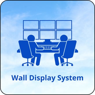 Control center with large video wall showing live feeds, maps, and alerts for real-time monitoring