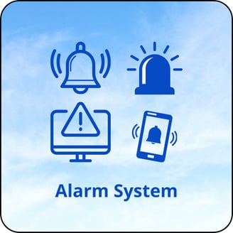 The Alarm module translates digital alerts into physical signals — using sirens, strobes, speakers, and emergency signage