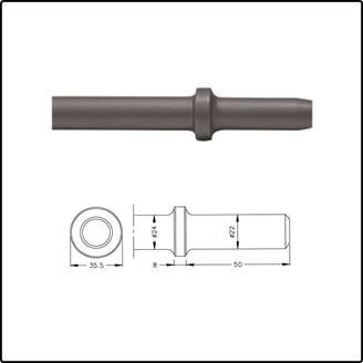 Puntero neumático 22x50. Topac. LA+. Atlas copco. Ingersoll rand