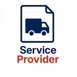 a service provider logo with a truck in the background