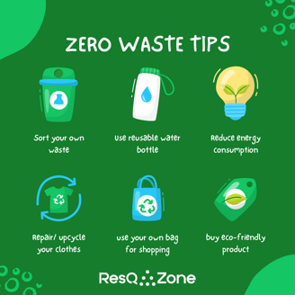 Zero Waste Tips shared by ResQ Zone with society members