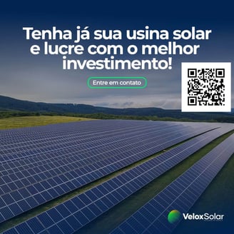 Usina Solar com muitas placas solares construída em Santa Catarina pela Velox Solar Palhoça