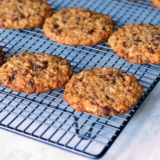 Chocolate, Ginger, and Oat Cookies