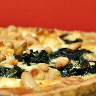 Toasted Pine Nut, Spinach, & Feta Quiche