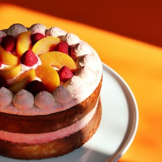 Peach Melba Cake (Gluten Free)