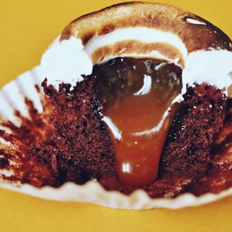 Cloud-topped Caramel Crater Cupcakes