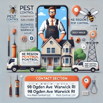 pest-control-contact-section-with-technician-business-location-at-98-ogden-ave-warwick-ri-phone-number-and-service-hours