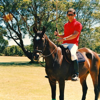 Peter Pickering and one his polo ponies 