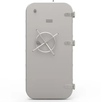 Ship watertight door with central wheel