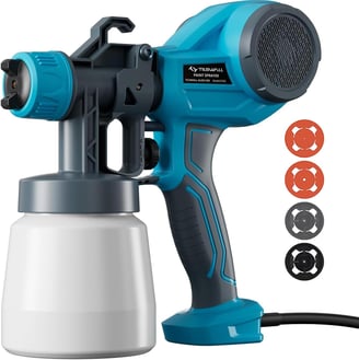 Tilswall Pistolet a Peinture, HVLP Pistolet a Peinture Electrique avec 4 Buses en Cuivre et 3 Motifs