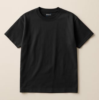a black t - shirt with a white background