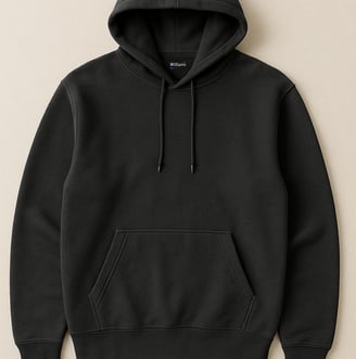 a black hoodie with a hoodie and a hoodie