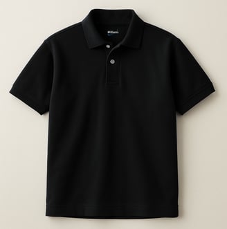 a black polo shirt with a white collared shirt