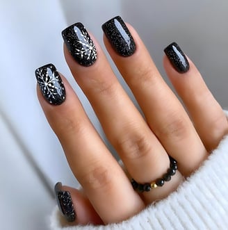 Uñas con copos de nieve