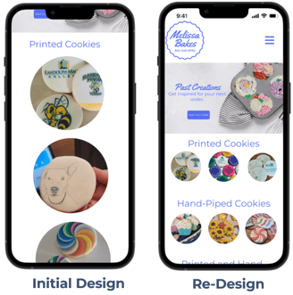 past creations mobile redesign required far less scrolling